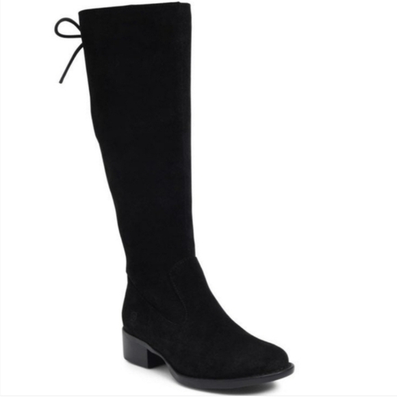 Born Shoes - Born Cotto Black Suede Tall Lace Knee High Womens Boots Size 7.5